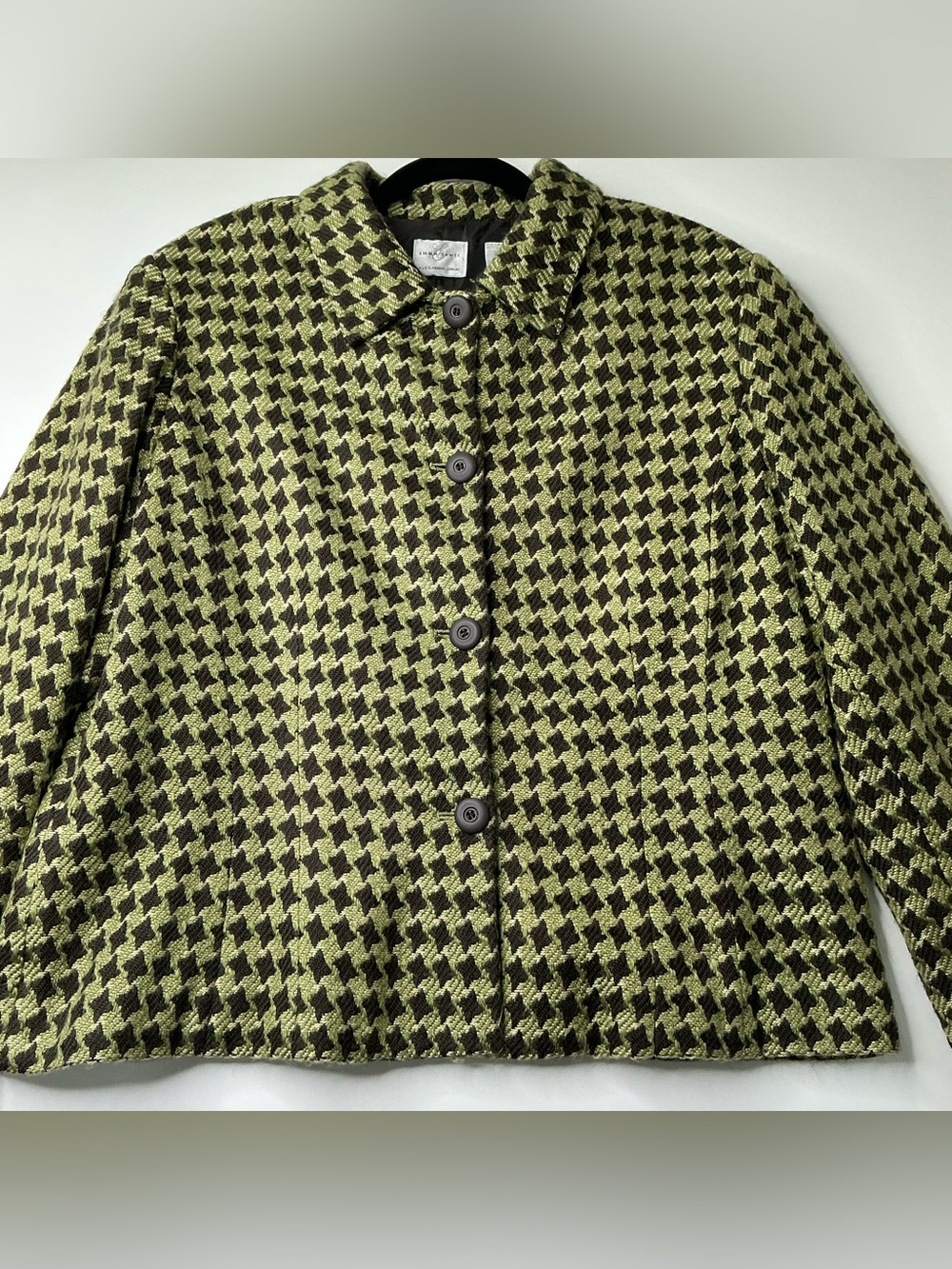 Emma James Blazer Women’s Houndstooth Size 16 Green Preowned